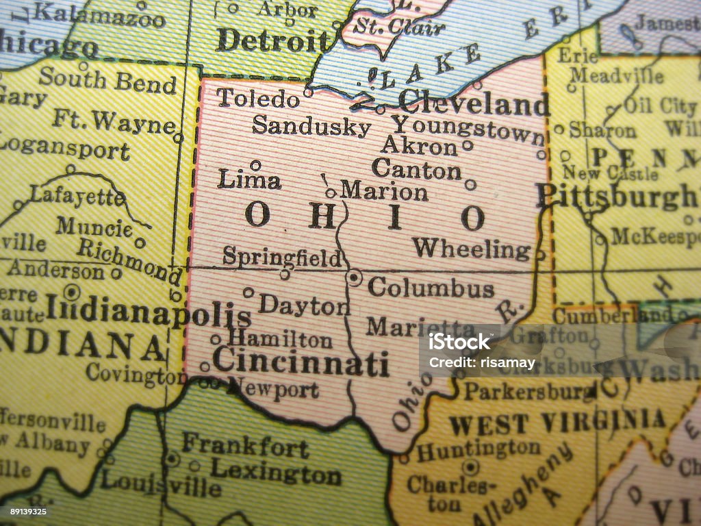 Antique Map Ohio  Ohio Stock Photo