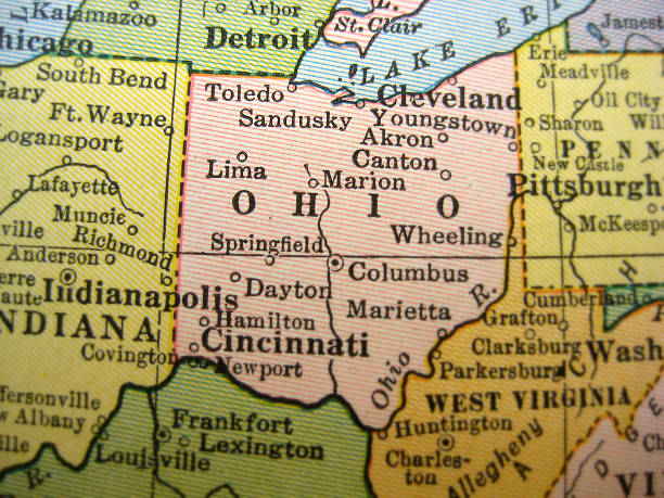 Antique Map Ohio  ohio stock pictures, royalty-free photos & images