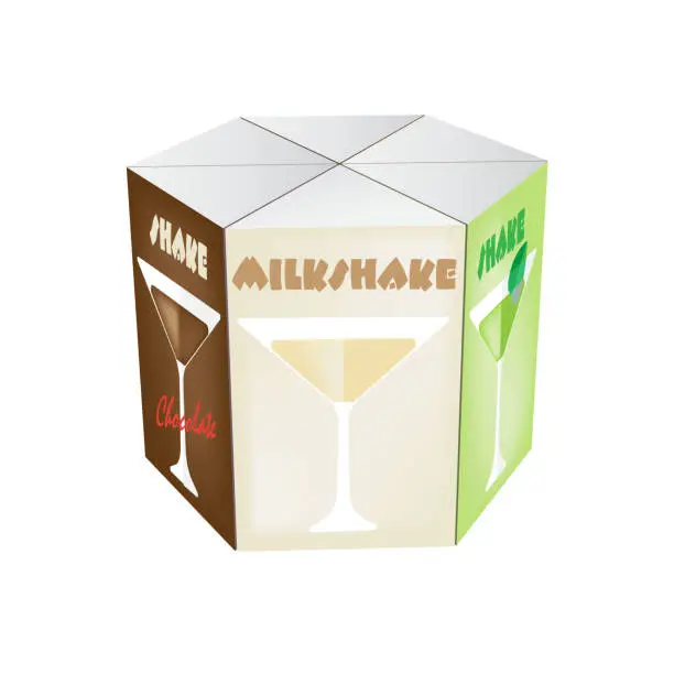 Vector illustration of Blank white realistic colorful boxes for juice, shake: milk, chocolate