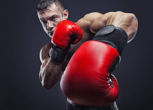 Red boxing gloves stock photo