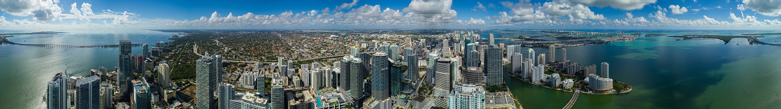 Aerial panorama of Brickell Miami Downtown for large scale prints