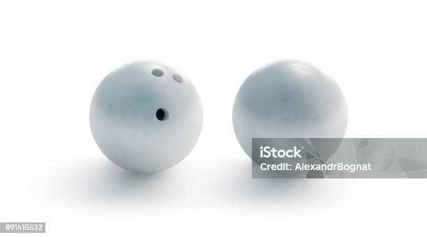 Blank White Bowling Ball Mockup Front And Back Side View Stock Photo - Download Image Now