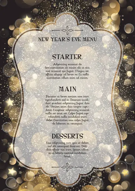 Vector illustration of Decorative New Year's Eve menu