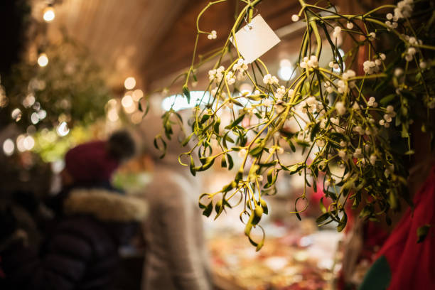 Mistletoe at Christmas market Weimar, Germany stock photo