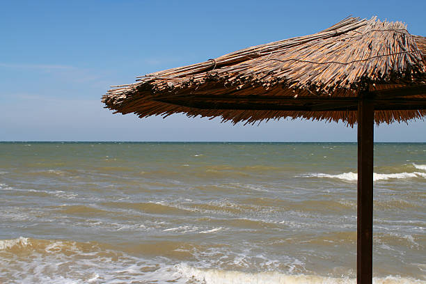 istock Umbrella on the beach with sea behind 89142560