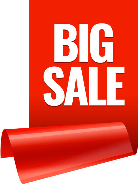 istock Sale banner. Realistic Red Glossy paper ribbon 891425864