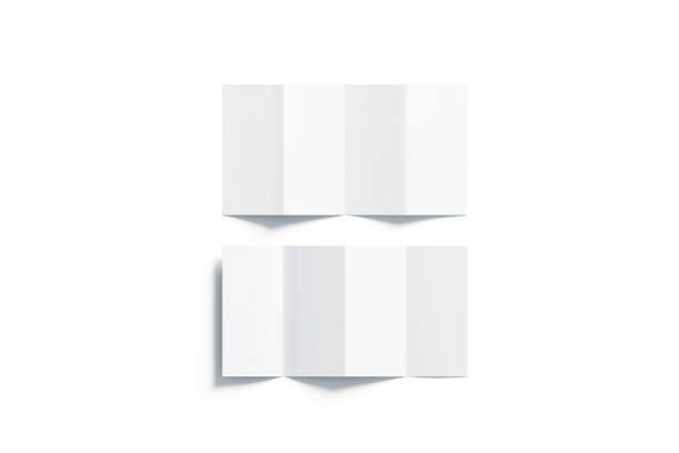 istock Blank white accordion booklets mockups set, opened top view 891429870