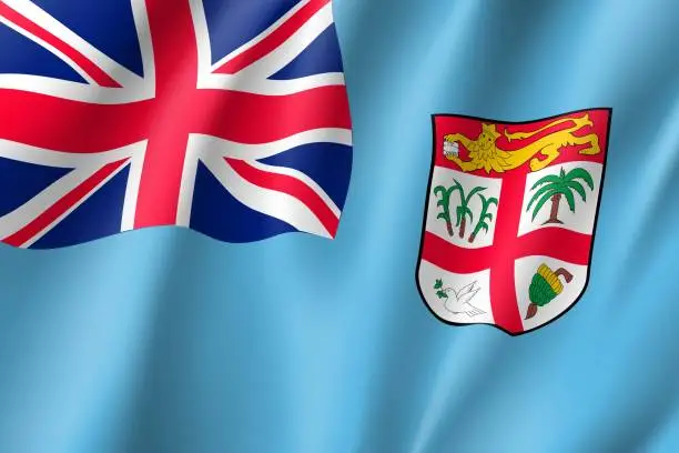 Vector illustration of Waving flag of Fiji