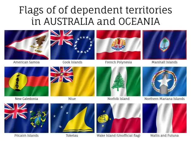 Vector illustration of Australia and Oceania flags