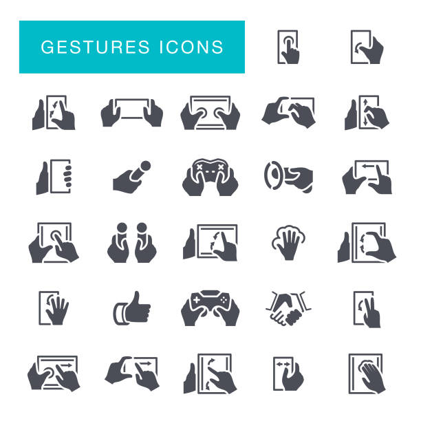 stockillustraties, clipart, cartoons en iconen met hand gebaren pictogrammen - phone hand thumb