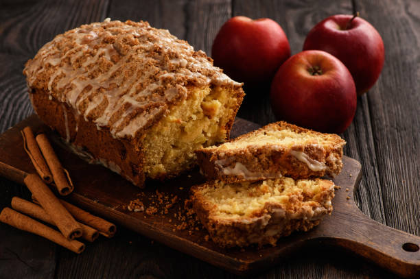 Homemade loaf of apple bread. stock photo