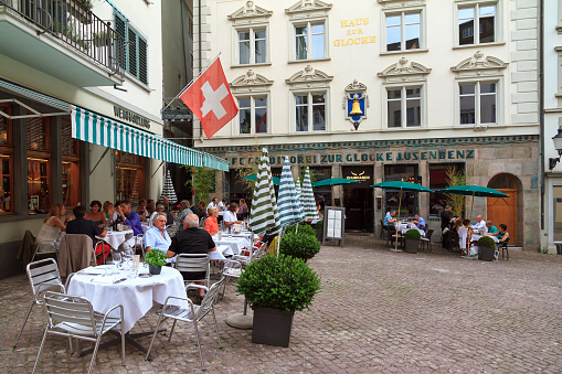 Restaurant Patio in Niagara on the Lake, Ontario, Canada on a sunny day.