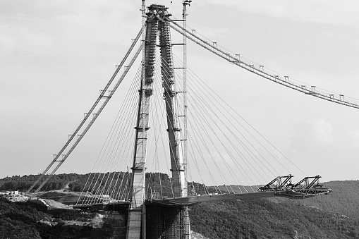 Construction of Yavuz Sultan Selim Bridge in Istanbul, Turkey.