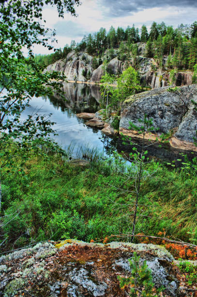 istock Scandinavian landscape with rocks 891451560