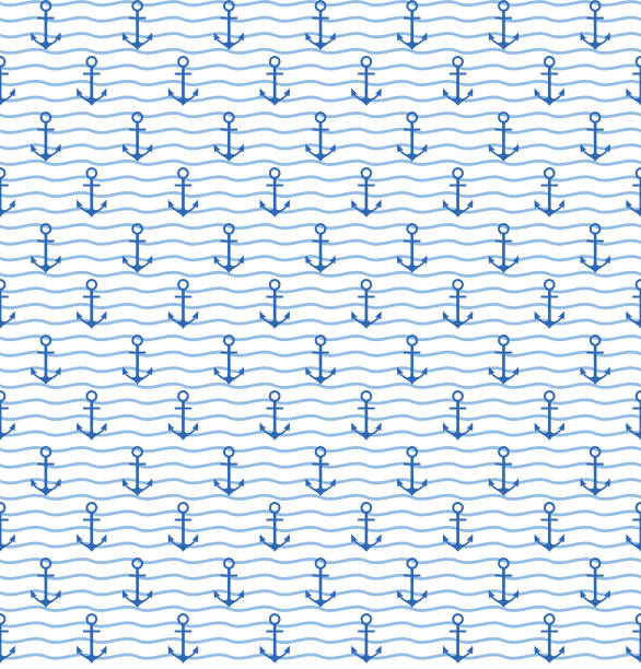 Seamless Anchor Pattern Anchor Pattern sailing background stock illustrations