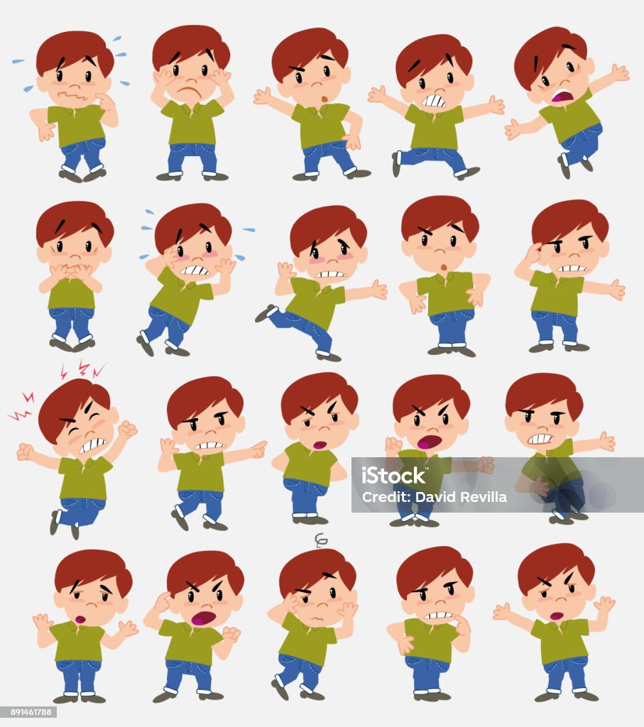 Cartoon Character Boy In Jeans Set With Different Postures Attitudes And  Poses Always In Negative Attitude Doing Different Activities In Vector  Vector Illustrations Stock Illustration - Download Image Now - iStock