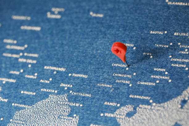 istock blue felt paint map for travel china 891473636