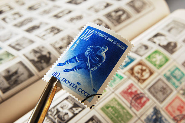 ホッケー stamp - old fashioned collection correspondence history ストックフォトと画像