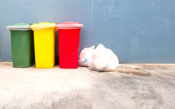 istock Green yellow and red Garbage containers for recycling 891482578