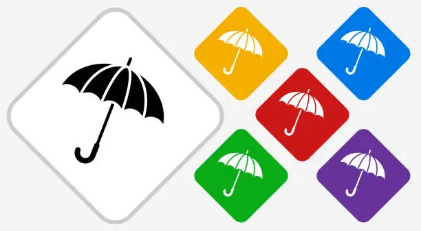 Vector illustration of Opened Umbrella Color Diamond Vector Icon