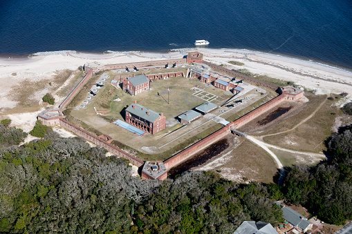 Aerial view of Fort Clinch a coastal fort in Fort Clinch State Park Ferandina Beach Florida photograph taken Nov.2017