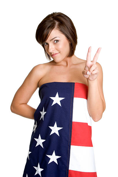 istock Patriotic victory girl 89149035