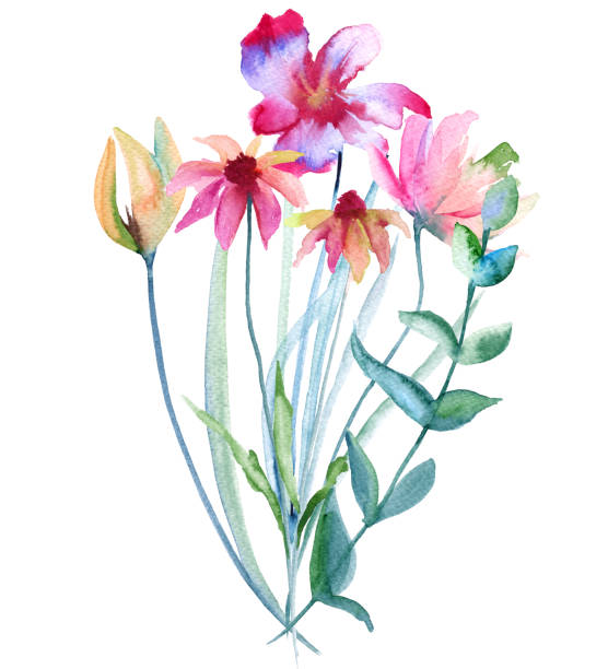 istock Bouquet of wildflowers. Isolated on white background. 891491244