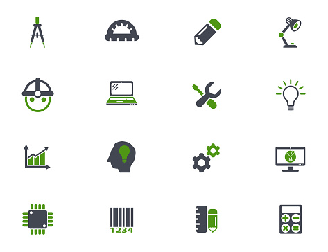 engineering simple vector icons in two colors