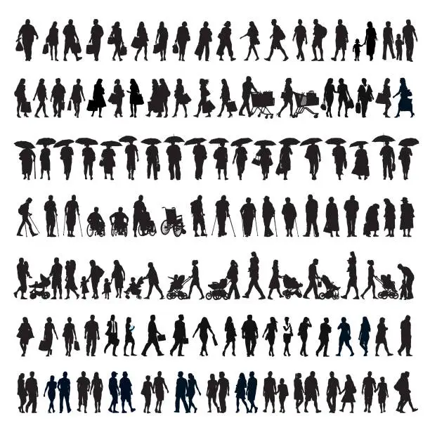 Vector illustration of Walking people silhouette