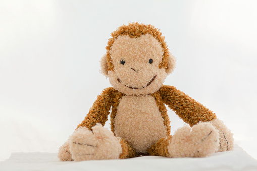 Brown monkey Doll on a white background.