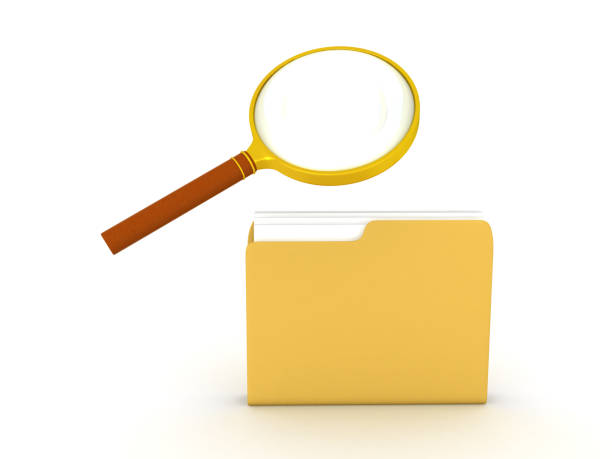istock 3D illustration of a folder being searched with a magnifying glass 891501632