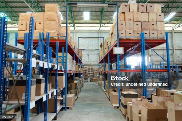 Interior Of Warehouse Stock Photo - Download Image Now - Business, Business Finance and Industry, Equipment