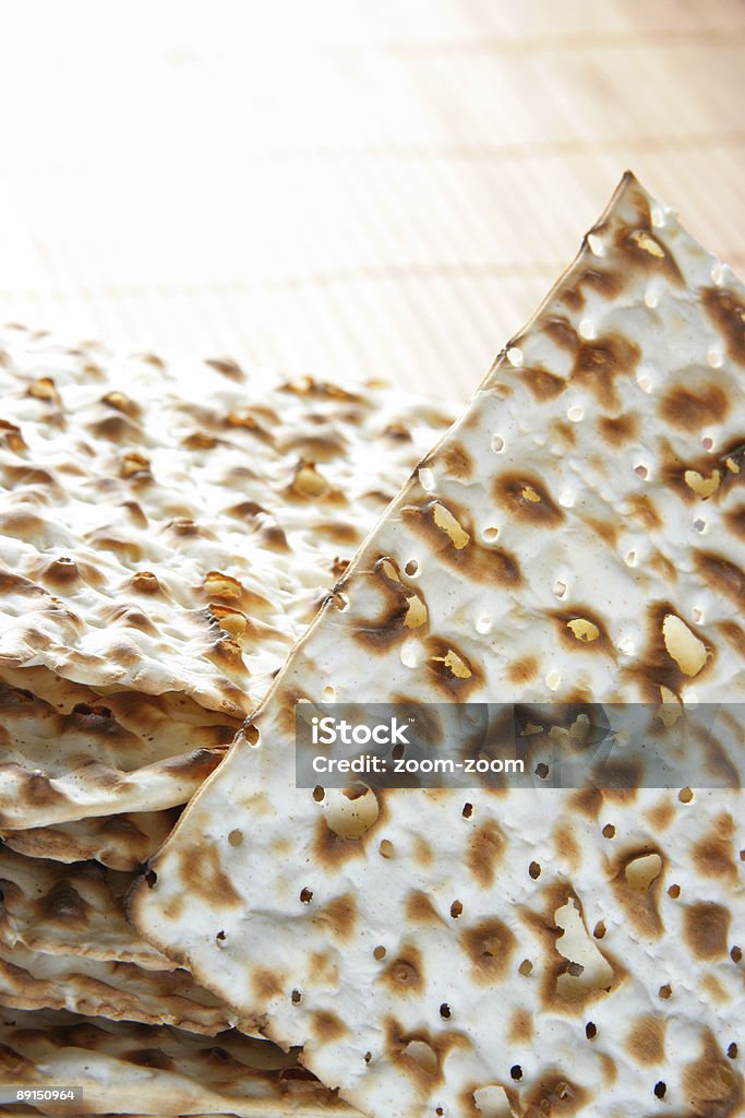 Pão ázimo (mazoth) Plano aproximado - Royalty-free Seder Foto de stock