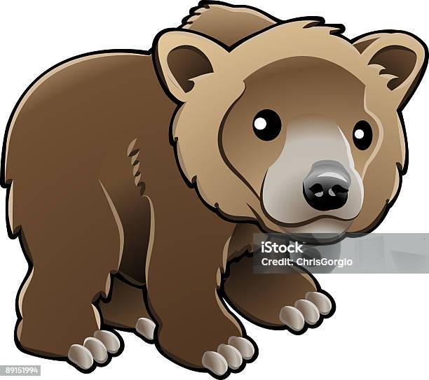 Cute Grizzly Brown Bear Vector Illustration Stock Illustration - Download Image Now - Alaska - US State, Animal, Animal Hump