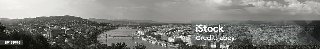 panorama di Budapest - Foto stock royalty-free di Bianco e nero