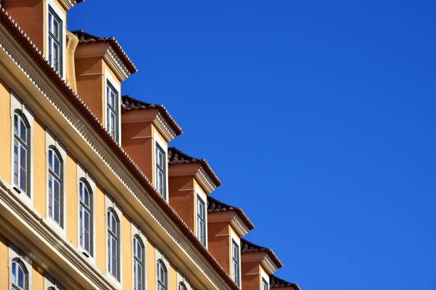 Lisbon, Portugal: 18th century building with dormer windows, Rua Augusta, Baixa Pombalina, downtown Lisbon