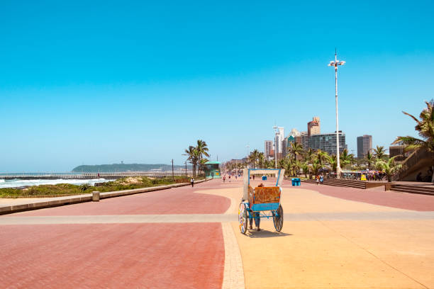 Durban south africa promenade rickschaw Promenade of Durban with traditional rickshaw driving on it zululand stock pictures, royalty-free photos & images