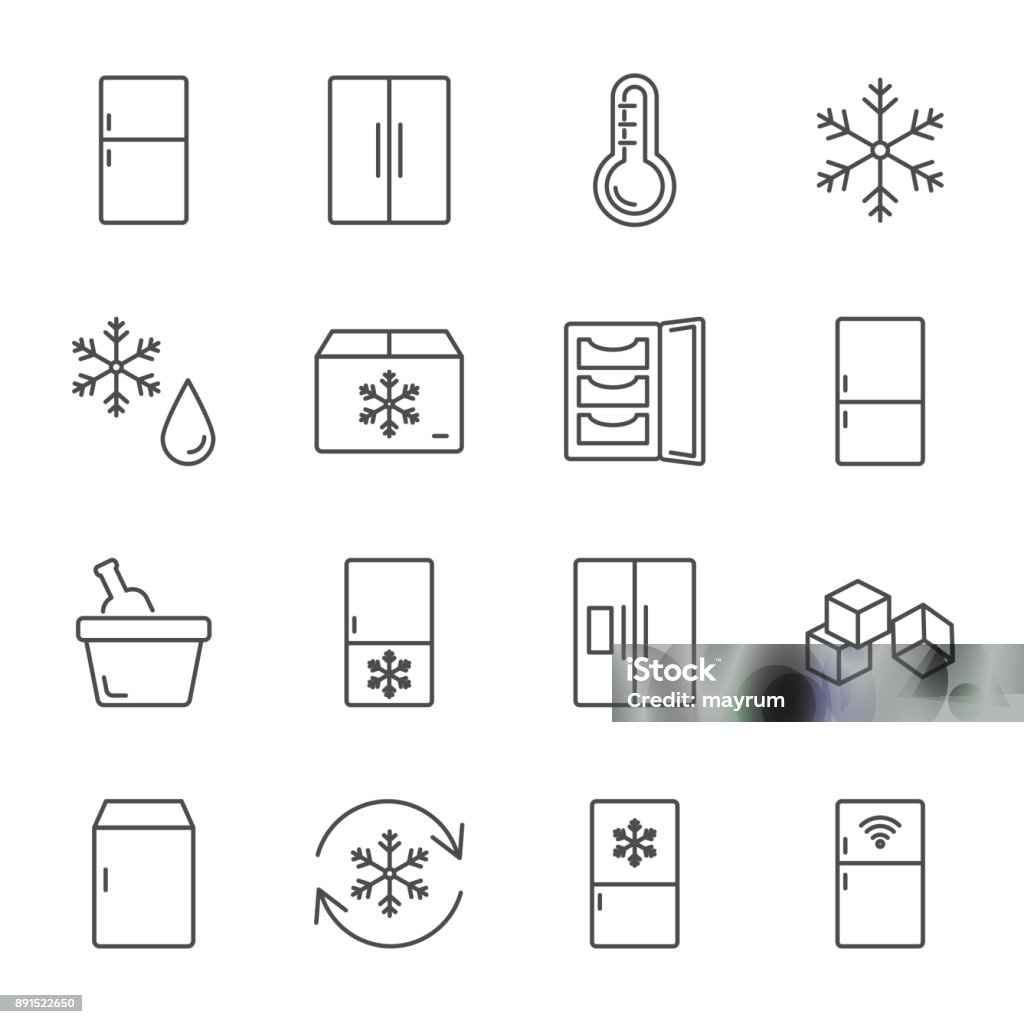 Refrigerator set of vector icons line style Refrigerator stock vector