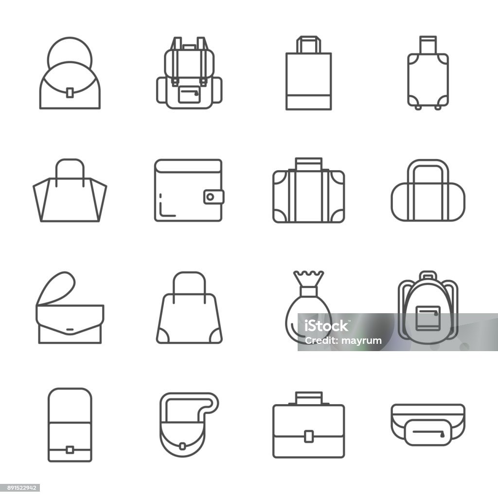 Taschen-Vektor-Icons set - Lizenzfrei Tragebehältnis Vektorgrafik