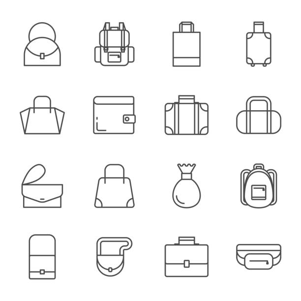 illustrazioni stock, clip art, cartoni animati e icone di tendenza di borse set di icone vettoriali - purse bag isolated fashion