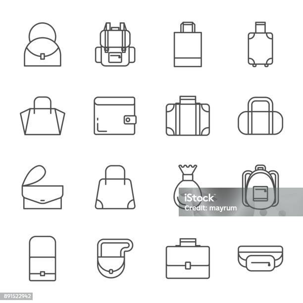 Bags Set Of Vector Icons Stock Illustration - Download Image Now - Bag, Purse, Suitcase