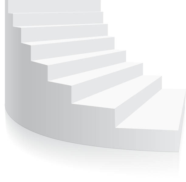 ilustrações de stock, clip art, desenhos animados e ícones de white 3d stair isolated spiral isometric vector - ladder company 1