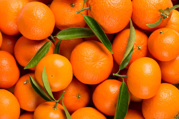 background of tangerine fruits. - tangerina imagens e fotografias de stock
