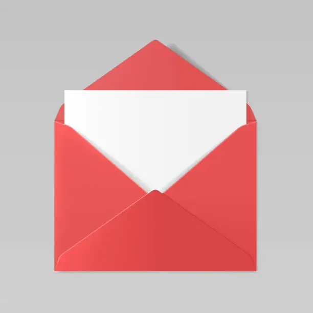 Vector illustration of Red color realistic envelope mockup