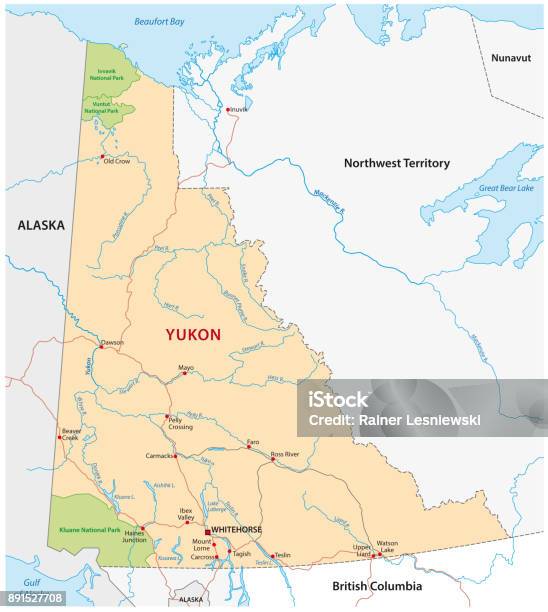 Yuk Map Yukon Territory Road Map Stock Illustration - Download Image Now ...