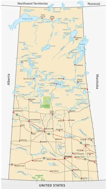 Vector illustration of sakatchewan road map