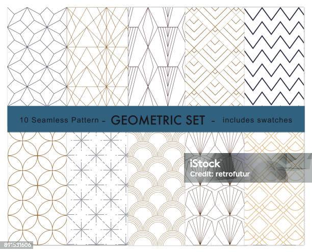 10 Geometrische Muster Stock Vektor Art und mehr Bilder von Muster - Muster, Art Deco, Bildhintergrund