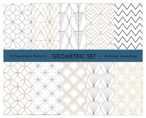 ilustrações de stock, clip art, desenhos animados e ícones de 10 geometric pattern - art deco pattern backgrounds ornate