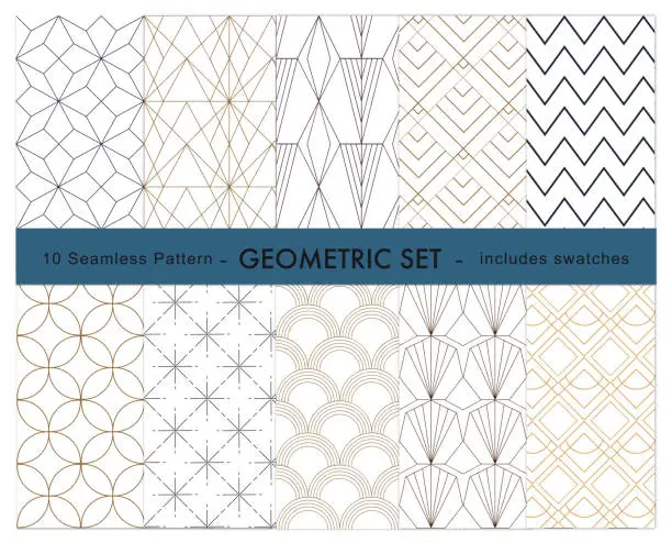 Vector illustration of 10 geometric pattern