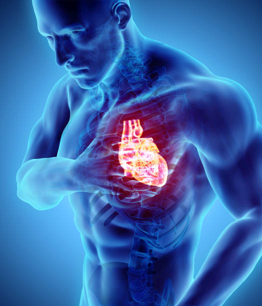 ilustración 3d de ataque al corazón humano. - human hand help pain heart attack fotografías e imágenes de stock